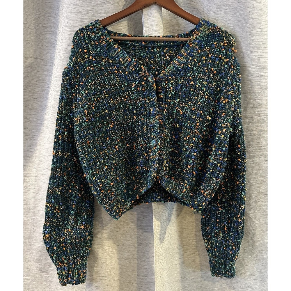 Cider Women's Medium Multicolor Button Up Knit Sweater